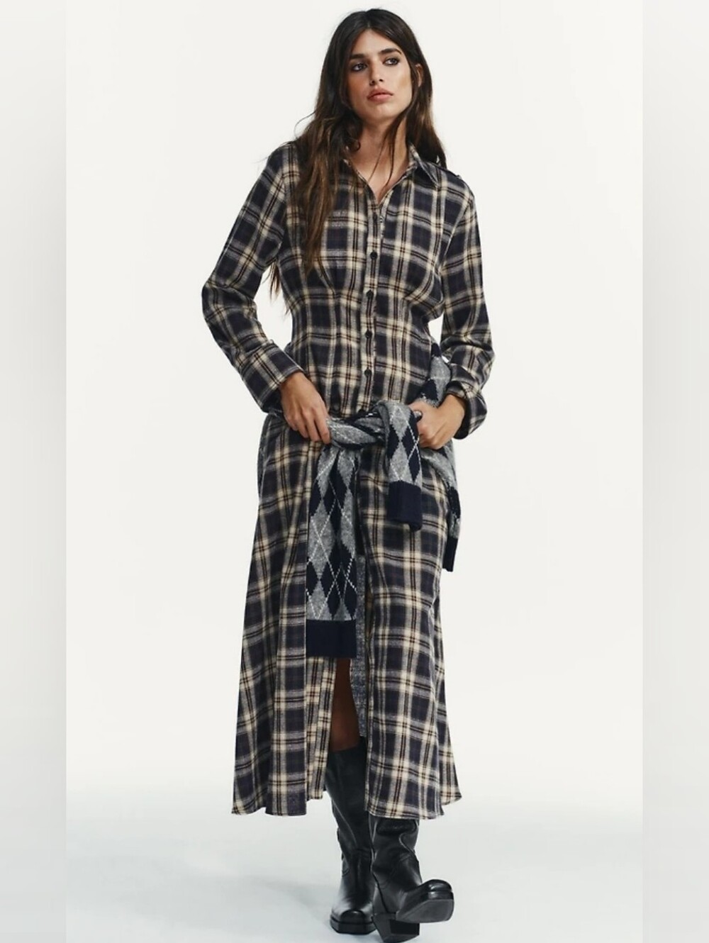NWT Zara Plaid Flannel Shirtdress
